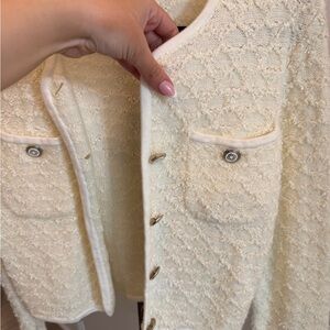 Maje Cream Bouclé Tweed Jacket